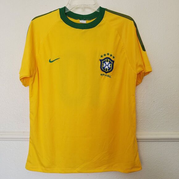 Lumafi Fernanda Brasil Soccer Jersey Football # 10 Mens M Yellow Retro CBF Nike - Picture 2 of 11
